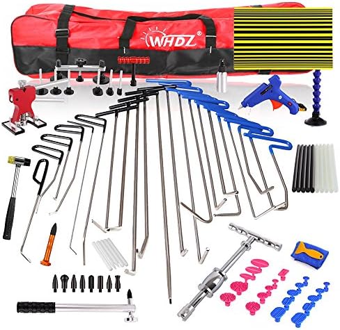 PDR Rods Kit Car Dent Remover Kit WHDZ 85pcs PDR Tools Dent Lifter Paintless Dent Hail Removal Repair Tools Glue PDR Tool Kit PDR Pro Tabs Tap Down Line Board Auto Dent Kit Dent Pulle