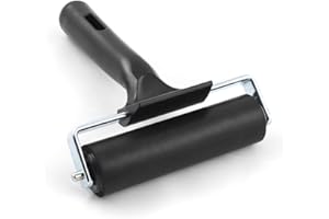 QWORK Gummiwalzen, Kleberwalze, Andrückroller für linoldruck, Stempeln, Drucken, Tapeten und Kunsthandwerk, Schwarz, 10 cm