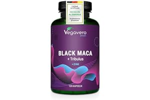 Maca Negra + Tribulus Terrestris + Zinc | PARA 4 MESES | Dosis Más Alta | VIGORIZANTE | Fuerza + Energía + Resistencia | Vegano & Sin Aditivos | Vegavero