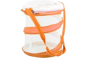 QERICH Butterfly Net Stick Insect Enclosure Starter Kit House Bug Catcher for Kids Cage Habitat Catching Collapsible Fly Portable Caterpillar Ladybird Live Bee Collect Educational Garden (Orange, 1)