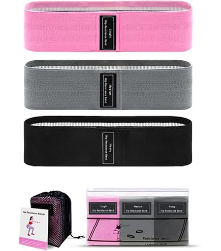 VAFOTON Resistance Bands Set - 3 Fabric Elastic Bands For Legs, Butt & Core Workouts, Includes Latex Band & Carry Bag
