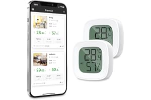 Ankilo Trådlös termometer, Bluetooth inomhus temperatur- och fuktighetssensor, för hem garage växthus barnrum (vit-pack med 2
