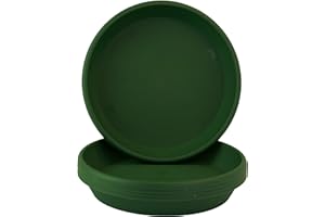 Home Garden Ornaments Plato Maceta Redondo 24cm de Diámetro Marrón Oscuro Juego de 5 - Duradero Platos Macetas Plastico - Platos para Macetas para Exteriores e Interiores (Ø24cm, Verde Oscuro)