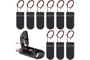 MKBKLLJY CR2032 Knopfzellen-Batteriehalter mit Schalter, CR2032 Batteriehalter, mit Kabeln, Drähten, Ein-/Ausschalter, Schwarz, 2 Stück