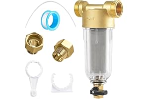 FOUVIN Ausspülbarer Feinfilter Wasserfilter Hausanschluss Rückspülfilter 1 Zoll Wiederverwendbare Vorfilter Sedimentfilter, Spin Down Sediment Wasserfilter