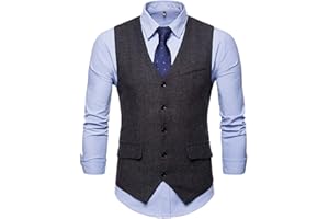 SHOWU RONGKIM Gilet de costume sans manches à double boutonnage, coupe ajustée, pour homme