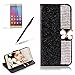 Produktbild Girlyard Bling Glitzer Lederhülle für Huawei P8 Lite 2017/ P9 Lite 2017 Schwarz, Luxus Noble Sparkle Diamant Muster Schutzhülle Glänzend Flip Wallet Case Standfunktion Kartenfach Klapphülle mit 3D Schmetterling Magnetverschluß für Huawei P8 Lite 2017/ P9 Lite 2017