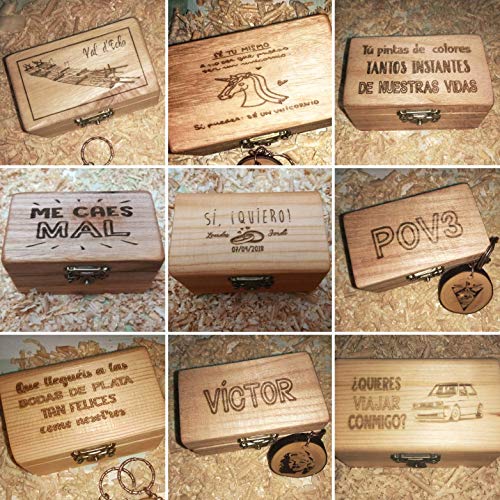 CAJA de MADERA PERSONALIZADA con grabado láser. VARIOS TAMAÑOS DISPONIBLES