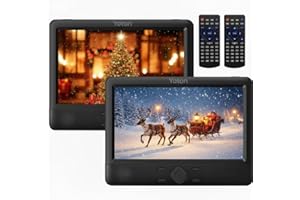 Yoton 10.1" Dual Portable DVD Player, 5H Player Time, Support USB/SD Card/AV IN/AV OUT and Synchronous Screen, No Region Restrictions, with Two Car Mounting Components