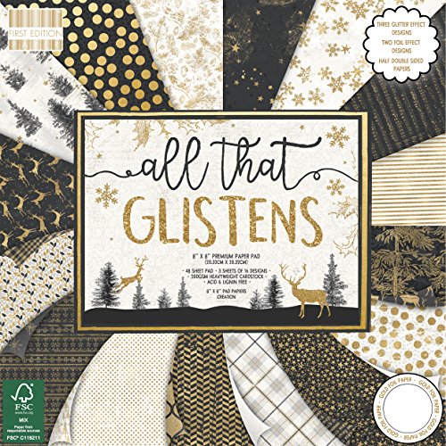 Prima edizione Natale, Multi-colour, First Edition Christmas - All That Glisterns Premium Paper Pad 8"x8" 48 Sheets (FSC)