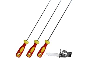 FDKJOK 3 Pieces Chainsaw Chain Sharpening File Round Chainsaw Sharpener Chainsaw File with Handle Suitable for Chainsaw Chain, 3 Size(Red Yellow)