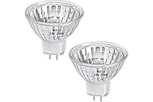 LedWekei Ampoules halogènes Gu5.3, ampoule halogène MR16 24 V 250 W, ampoules blanc chaud 2700 K à intensité variable (lot de 2 tasses réflectrices de calandre)