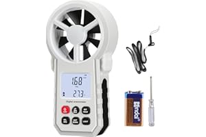 LEERCHUNAG Digitaler Windmesser, LEERCHUANG Anemometer mit LCD Hintergrundbeleuchtung, Windmesser & Luftstrom Geschwindigkeitsmessung mit Thermometer
