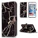 Produktbild Lonchee Schutzhülle / Cover / Handyhülle / Ledertasche / Brieftasche Etui für Apple iPhone 6/6S(4.7 Zoll) Marmormuster Gemalte Muster Design Folio PU Leder Tasche Case Hülle im BookStyle mit PU Leder Hülle Wallet Case – schwarzes Gold