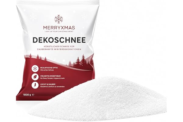 MERRYXMAS Konstsnö - bedrägligt äkta - fluffig & glittrande snö för juldekoration - Dekorationssnö