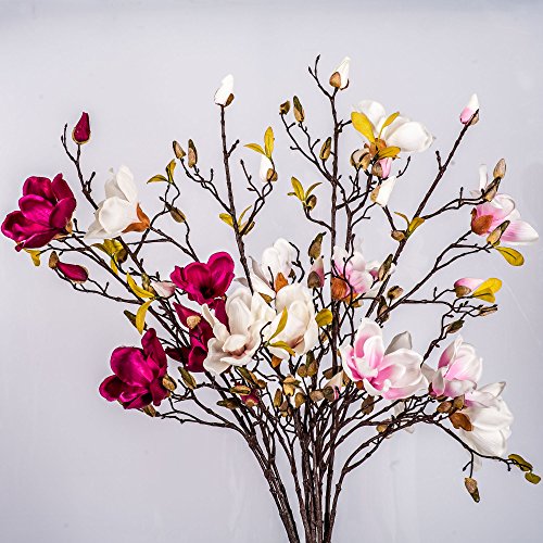Kunstblume Magnolienzweig LILO, 4 Blüten, Knospen, rosa, 110 cm – Seidenblumen Magnolie / Kunstzweig – artplants - 5