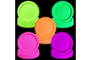 APUXXJUPA Leuchtet im Dunkeln, Neon-Geburtstagsteller, 50 Stück, 23 x 23 cm, Bulk Pappteller, leuchtende Partyteller (Mix-100)