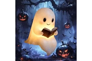 Dewppxi Niedliche Geister-Leselampe, Ghost Reading Book Lamp, Halloween-Geister-Leselampe, 3D-LED-Geister Statue Nachtlicht, Halloween-Dekoration für Leser und Buchliebhaber (15cm-1Stück)