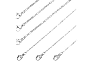 Naler 6 Packs Necklace Chains Bulk Stainless Steel Chain Necklaces Curb Chain Necklace 1.5/2.4mm Width, 18" 20" 24" Length, Durable Versatile DIY Jewelry for Necklaces Accessories