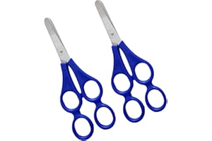 HOTMNTY Forbici Terapeutiche 4-Anelli, Forbici Madre-Bambino con Doppio Manico per Apprendimento per Bambini, Terapista, Blu, 2 Pezzi