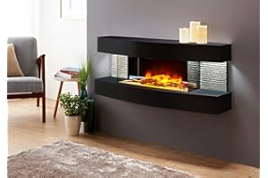 Chemin'Arte - Camino elettrico da parete Design Lounge 120 cm - Nero - Progettato in Francia - Garanzia 2 Anni