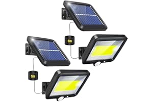 EYESGOOD Luz Solar Exterior, 2 Paquetes Focos LED con Sensor de Movimiento Lampara 120° lluminación IP65 Impermeable Potentes para Jardin Garaje Terraza