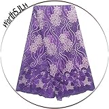 ★ Farbe: Dieser Nigeria-Spitzenstoff hat 8 Farben zur Auswahl: Violett, Grün, Gold, Grau, Königsblau, Weiß, Lila und Magenta.