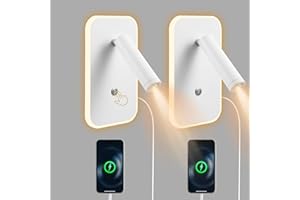 STRIXORN Lampe tête de lit 3 W + 9 W 3000 K, lumière de lecture murale avec atténuation continue et port USB, applique de table de chevet, chambre hôtel (blanc)
