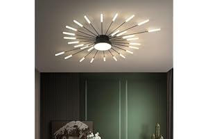 MINIFAIR Modern LED Ceiling Light,28+1 Heads Semi Flush Mount Black Chandeliers Ceiling Lighting for Bedroom Living Room Kitchen Dining Room Restaurant