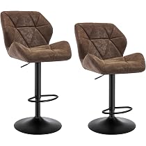 Tabouret De Comptoir Réglable WOLTU - Hauteur 42-58cm, Siège Velours, Pivotant 360° - Bleu - Pour Bar, Cuisine, Bureau