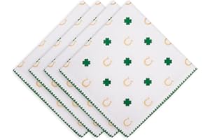 DII Collezione San Patrizio da tavolo, set di tovaglioli, 20 x 20, trifoglio, ferro di cavallo, 4 pezzi