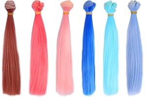 jojofuny 6 StüCk Puppenhaare Basteln: Puppe Perücke Kunsthaar Haare Extensions Puppenperücken Gerade Perücke für DIY Basteln