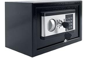 TRMLBE 12L Coffre-Fort pour la Maison Coffre-fort électronique avec mot de Passe Numérique et 2 Clés de Sécurité pour Argent et Bijoux - Noir, 31x20x20cm