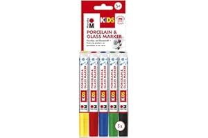 Marabu 0125000000083 Negro, Azul, Verde, Rojo, Amarillo 5pieza(s) rotulador - Juguete de pintura (Negro, Azul, Verde, Rojo, Amarillo, 5 Colores, 1 mm, 3 mm, 160 °C, 5 pieza(s)) , color, modelo surtido