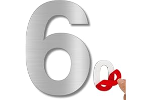 LEIASA | Numero Adesivo - 100 mm - Acciaio Inossidabile 304 - Nº 6 - Numero Hotel - Numerazione Appartamenti Porte - Numero Civico - Esterno e Interno - Grigio 6 (6, 100mm)