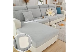 TOPCHANCES Poszewki na poduszki na sofę – miękkie elastyczne poszewki na poduszki, na sofę, pokrowce na kanapę, w kształcie litery L, poszewki na poduszki na sofę (jasnoszare liście)