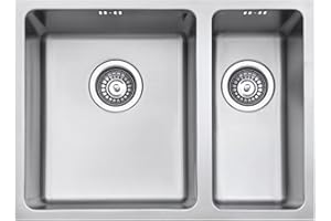 JASSFERRY Lavello da cucina in Acciaio Inox Spazzolato, Sottomontante Lavandino, con set di rifiuti, una vasca e mezzo