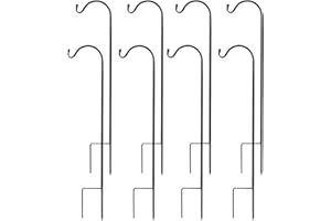 Urban Deco Schäferhaken, verstellbare Schäferhaken für den Außenbereich, Premium Metall Schäferhunde Crook Garten Pfähle 37" Zoll, schwarze Pflanze Haken Pole mit Pack von 8
