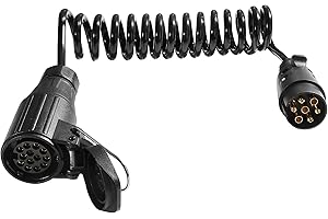 SPARKMOTO Rallonge Remorque 7 Broches vers 13 Broches, 1.8M Faisceau Câble Adaptateur Remorque Précâblé Prise 7 Broche Male et 13 Broche Femelle pour Caravane,Remorque,Porte-vélos,Véhicule Agricole