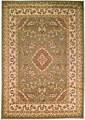 HLS Rugs Large Classic Oriental Design Persian Style Floral Traditional Rugs/Mat, Green - 120 x 170cm