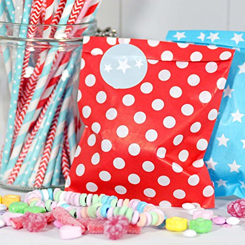 25 Frau Wundervoll Papiertüten – rot, weiße Punkte – / Geschenktüten / Candy Paper Bags - 4