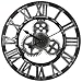 Produktbild Vintage Wanduhr 16 Inch, Soledi römisches 3D-Zahnrad Holz Mechanismus Wanduhr mit Stillen Bewegungen für Home Küche Dekoration und Wohnzimmer Retro Wanduhren(römisches Silber)