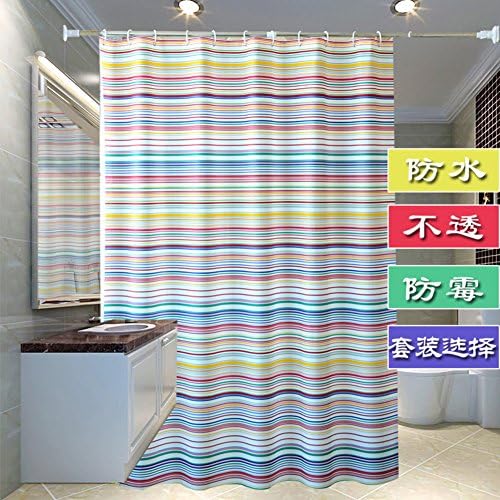 Color stripes shower curtains for bathroom,Waterproof bath curtain Non-perforated curtain Shelter shower curtain Curtain-A 80x180cm(31x71inch)