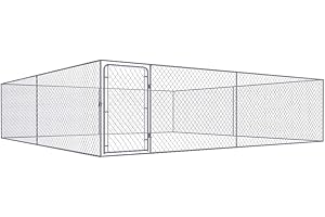 Irfora Outdoor Dog Kennel Dog Playpen with Chain-link Mesh Sidewalls Play Paradise Galvanised Steel 4x4x1 m