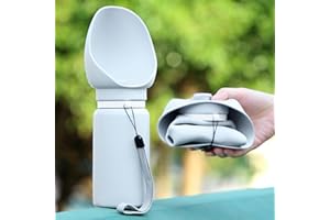 katmerio Trinkflasche Hunde für Unterwegs,Tragbare Haustier Wasserflasche Silikon in Lebensmittelqualität Faltbare Wasserflasche, Hunde Wasserflasche Reise Zubehör für Wandern und Campen(Grau 550ml)