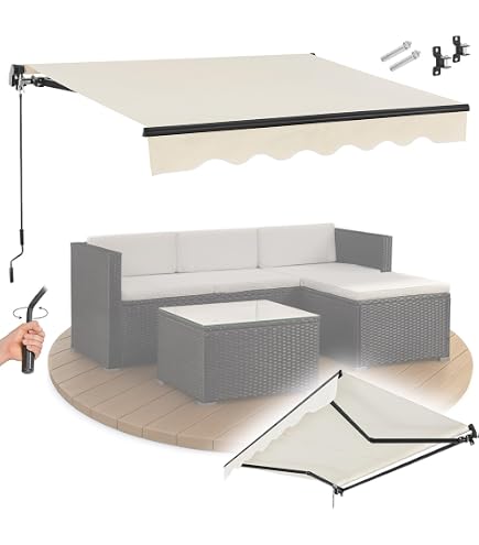 Tenda Da Sole Retrattile Manuale VidaXL, 500x300 Cm, Blu E Gialla, Tessuto Resistente Ai Raggi UV - 2