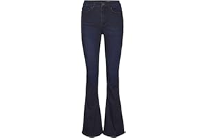 NOISY MAY Pantalones de Mezclilla de Cintura Alta de Campana para Mujer, Pantalones Anchos Vintage elásticos NMSALLIE