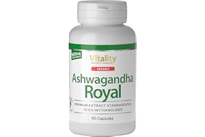 ‎VITALITY NUTRITIONALS Ashwagandha Hochdosiert mit 500 mg pro Kapsel, 3 Monate Vorrat, Vegan. Antioxidans Ashwagandha Royal Premium Nahrungsergänzung Vitality Nutritionals by VitaminExpress Ashwagandha Kapseln