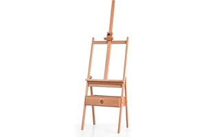 GOPLUS Cavalletto per Pittura in Legno di Pino, Cavalletto Professionale con Altezza Regolabile, Cavalletto per Dipingere e Disegnare, Ideale per Bambini, Adulti e Pittori, 44 x 44 x 149,5-193,5 cm