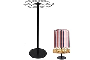 LASUROA Stojak Medale Obrotowy, Wieszak na Medale Pojemność Ponad 45 Medali dla Koszykówki Biegania Gimnastyki